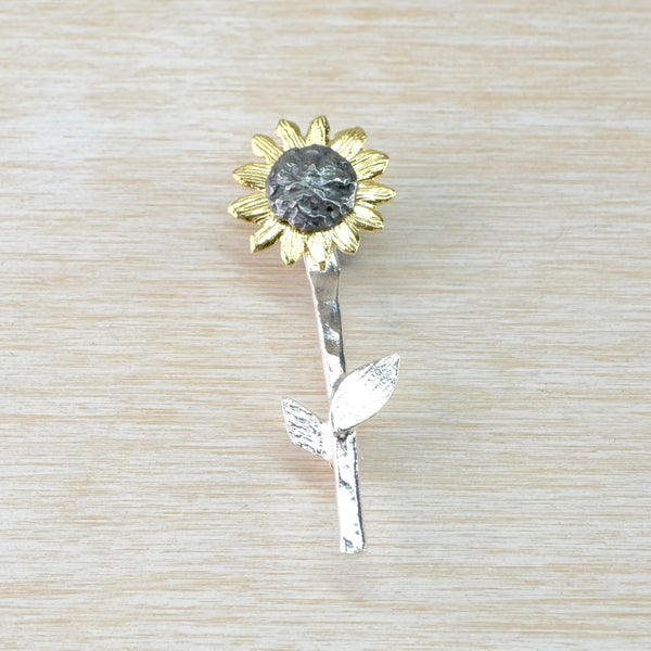 Sterling Silver Sunflower Brooch.