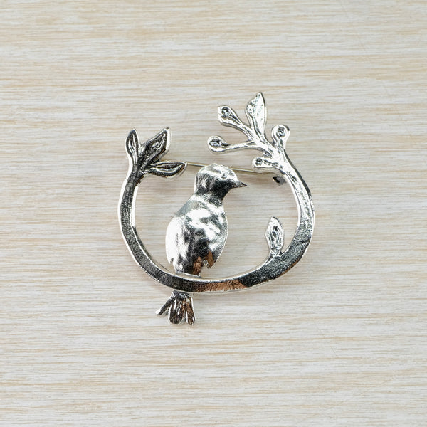 Silver Bird in a Tree Brooch by JB Designs.