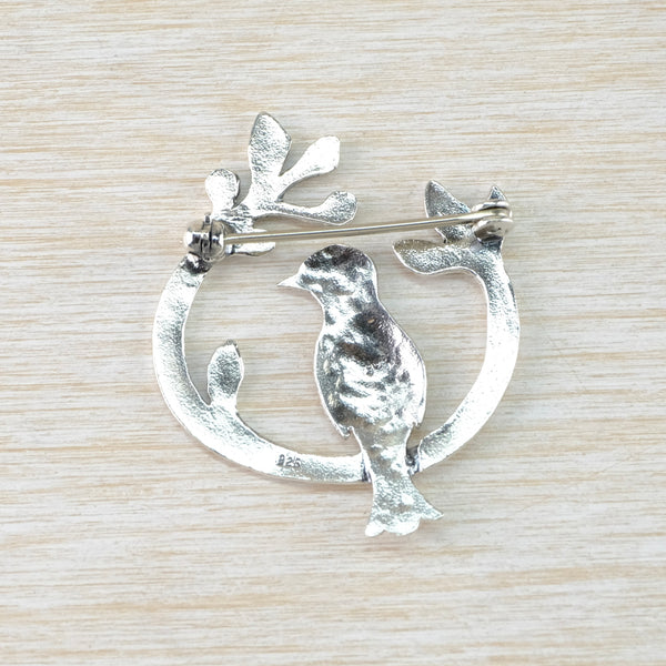 Silver Bird in a Tree Brooch by JB Designs.