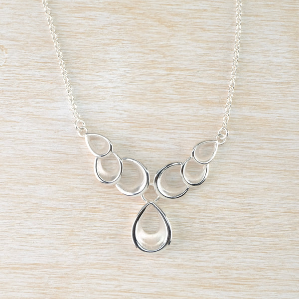 Multi Tear Drop Silver Necklace by JB Designs.