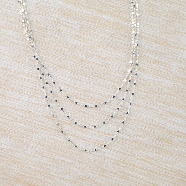 Sliver necklace with three  graduated strands