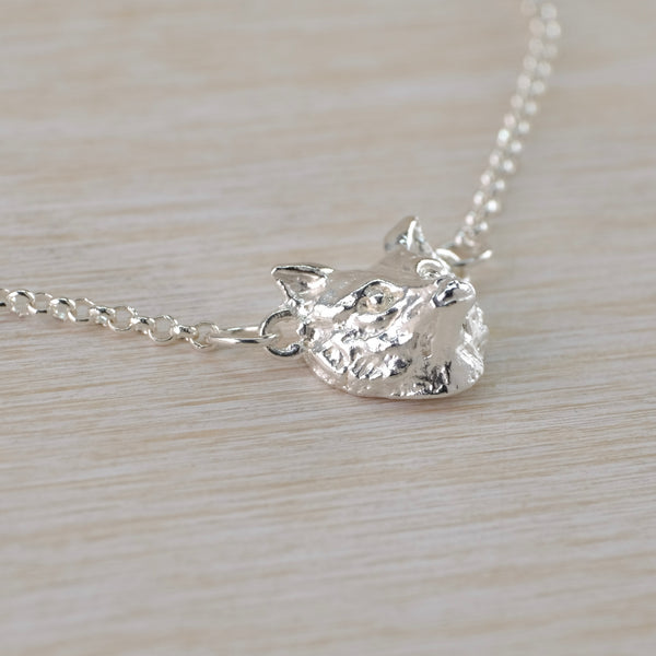 Silver Fox Head Pendant.