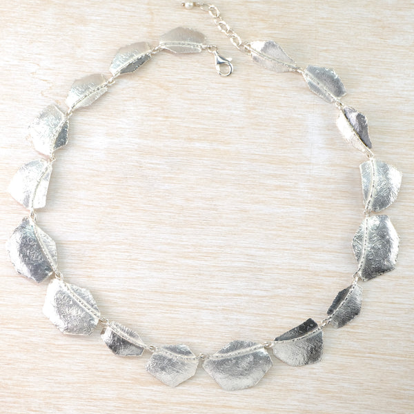 Two Tone Textured Statement Sterling Silver Necklace by JB Designs.