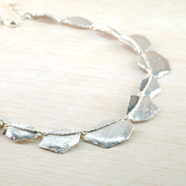 Two Tone Textured Statement Sterling Silver Necklace by JB Designs.