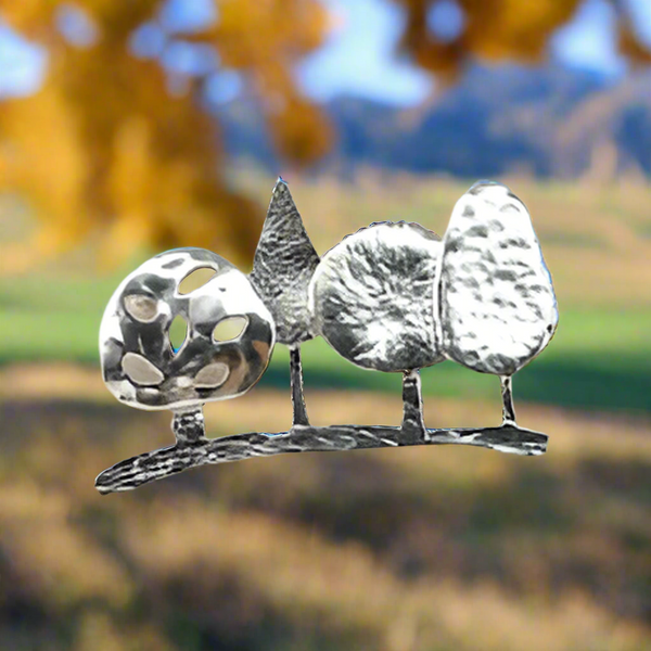 Sterling Silver Row of Trees Brooch by JB Designs.