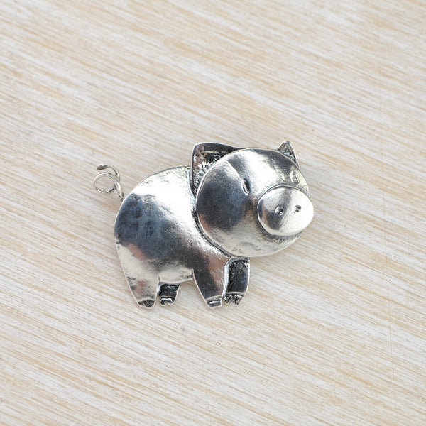 Sterling Silver Pig Brooch.
