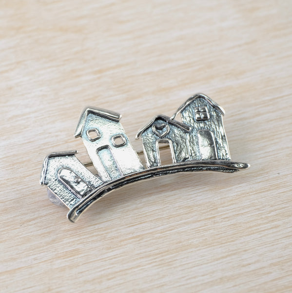 Silver Row of Beach Huts Brooch by JB Designs.