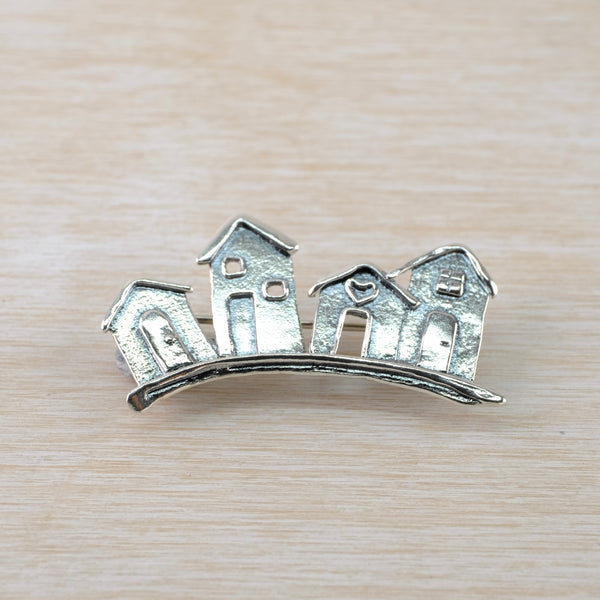 Silver Row of Beach Huts Brooch by JB Designs.