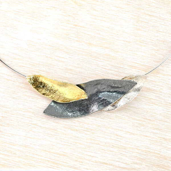 Statement Leaf Necklace in Sterling Silver by JB Designs.