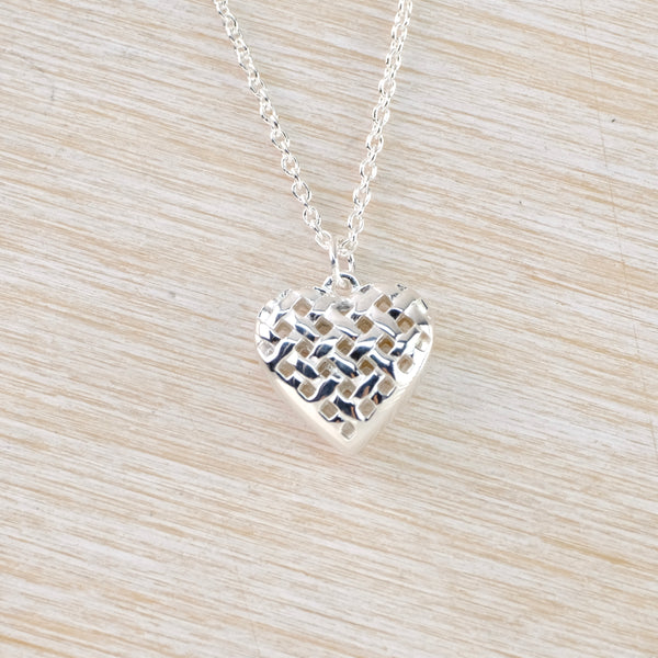 Lattice Silver Heart Shaped Pendant by 'Unique'