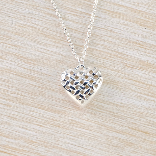 Lattice Silver Heart Shaped Pendant by 'Unique' Lattice Silver Heart Shaped Pendant by 'Unique'