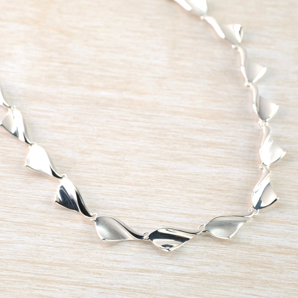 Satin and Shiny Sterling Silver Linked Necklace by JB Designs.