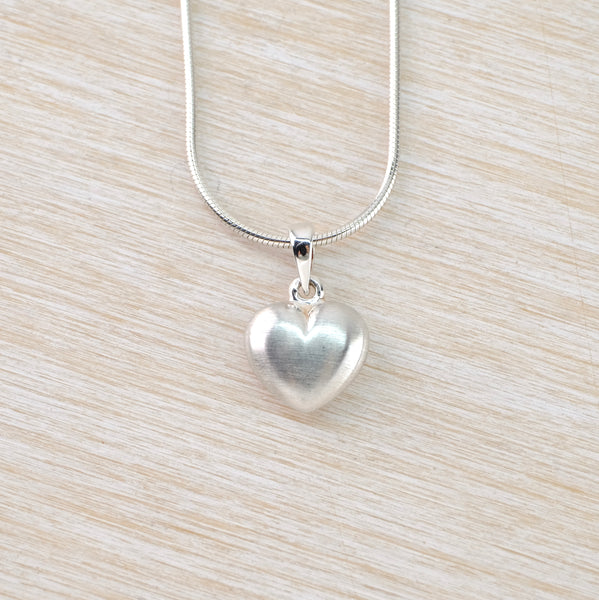 Small Brushed Silver Heart Pendant by JB Designs.