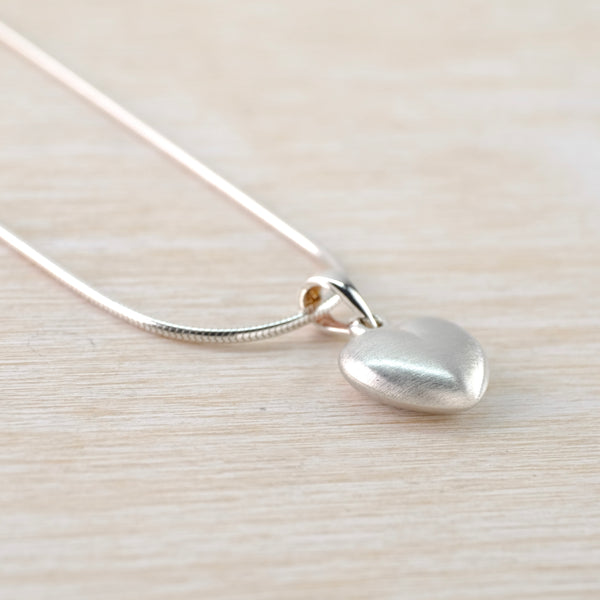 Small Brushed Silver Heart Pendant by JB Designs.