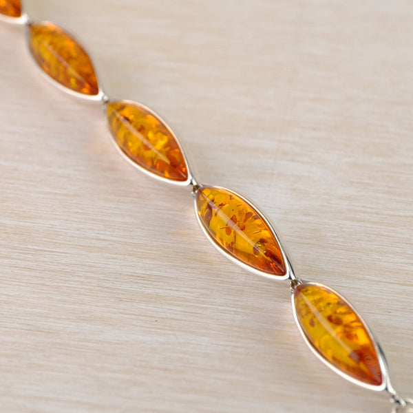 Sterling Silver and Cognac Amber Bracelet.