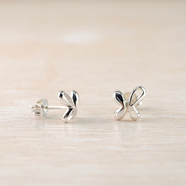Small Polished Sterling Silver Butterfly Stud Earrings. Small Polished Sterling Silver Butterfly Stud Earrings.