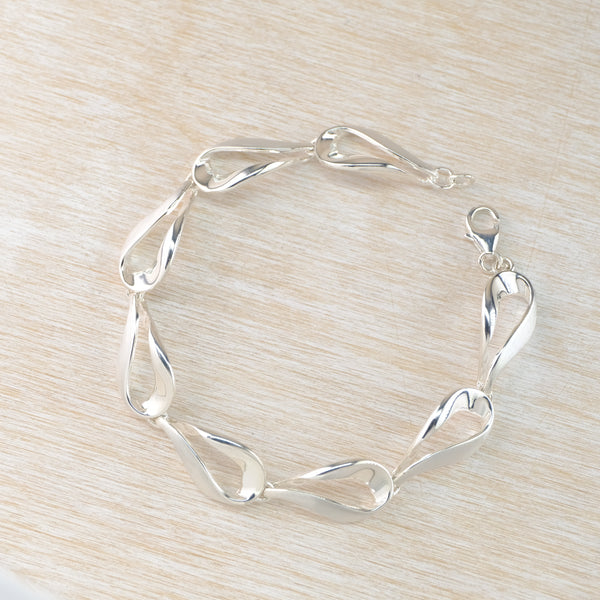 Matt and Polished Silver Linked Bracelet by JB Designs.