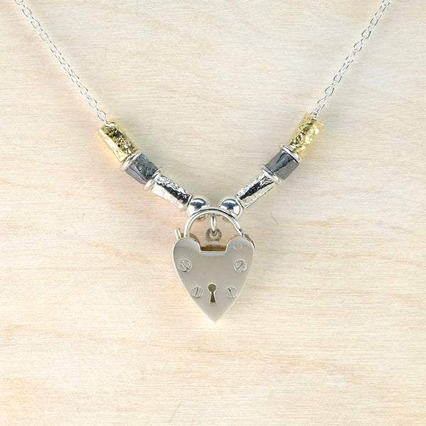 Vintage Sterling Silver Heart Padlock Pendant by Emily Merrix. Vintage Sterling Silver Heart Padlock Pendant by Emily Merrix.