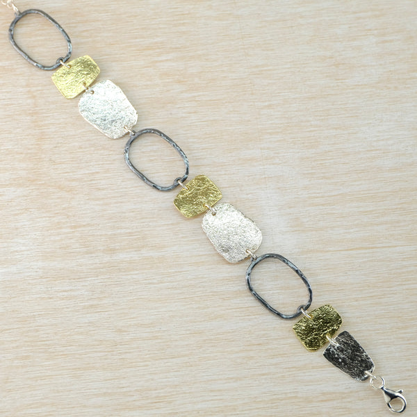 Silver and Gold Plated Contemporary Linked Bracelet by JB Designs.