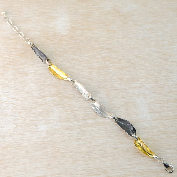 Silver and Gold Plated Bracelet with Organic Style Links by JB Designs.