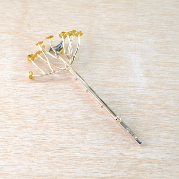 Handmade Silver 'Bird in a Seed Head' Brooch.