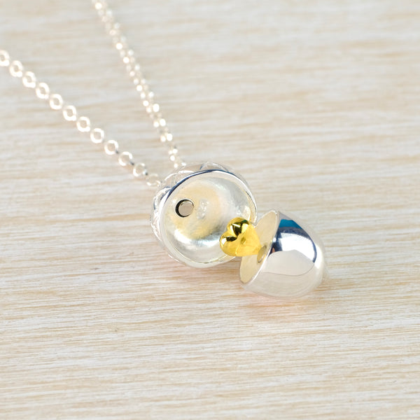 Silver Acorn 'Love In a Nutshell' Locket Pendant.