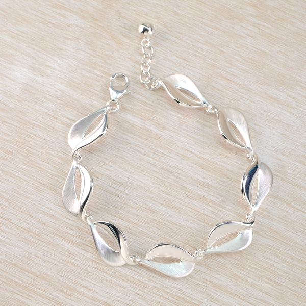 Satin and Polished Silver Linked Bracelet by JB Designs.