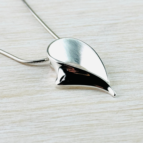 Satin and High Polished Sterling Silver Pendant by JB Designs.