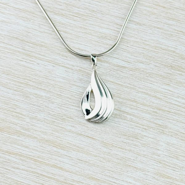 Brushed Silver Fluted Pendant by JB Designs.