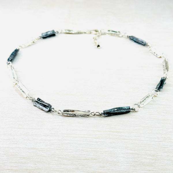 Heavy Textured and Oxidized Silver Link Necklace by JB Designs.
