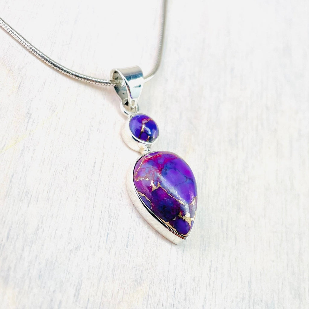Sterling Silver and Two Stone Purple Mojave Turquoise Pendant