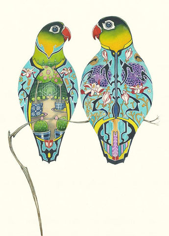 'Lovebirds' Blank Greetings Card by DM Collection.