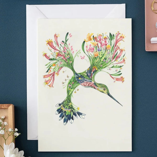 'Humming Bird' Blank Greetings Card by DM Collection.