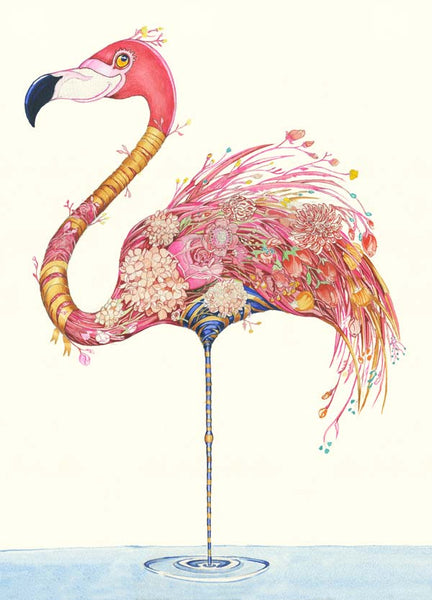 'Flamingo' Blank Greetings Card by DM Collection.