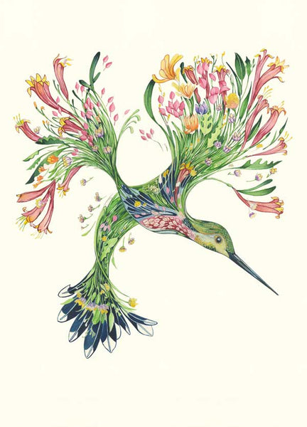 'Humming Bird' Blank Greetings Card by DM Collection.