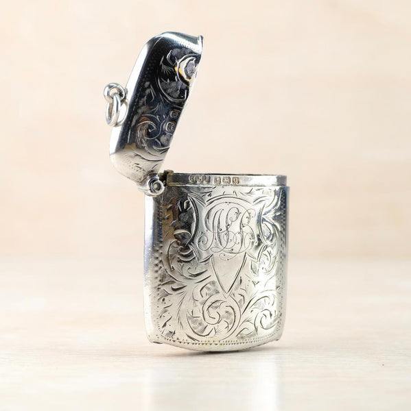 Antique Sterling Silver Vesta Case, Hallmarked Birmingham 1913