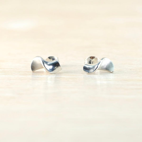 Matt and Polished Sterling Silver Twist Stud Earrings by JB Designs.