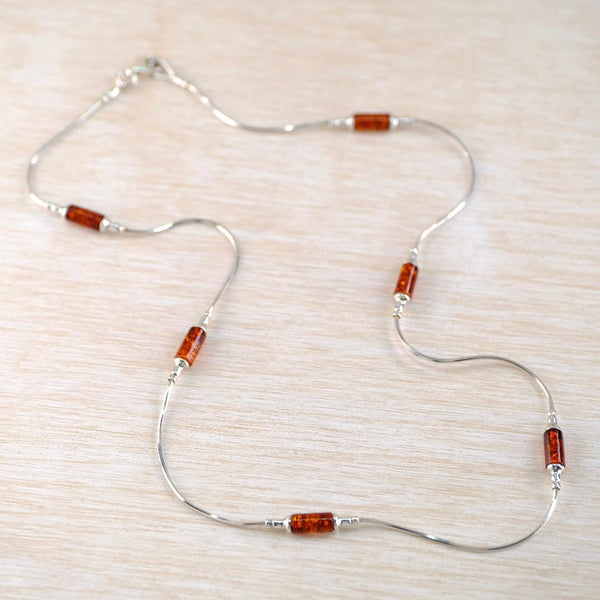 Sterling Silver and Amber Necklace.