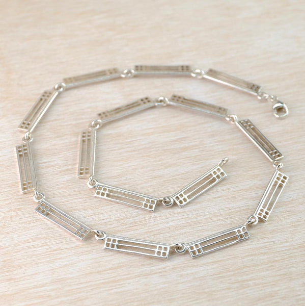 Vintage Sterling Silver Necklace Inspired by Charles Rennie Mackintosh.