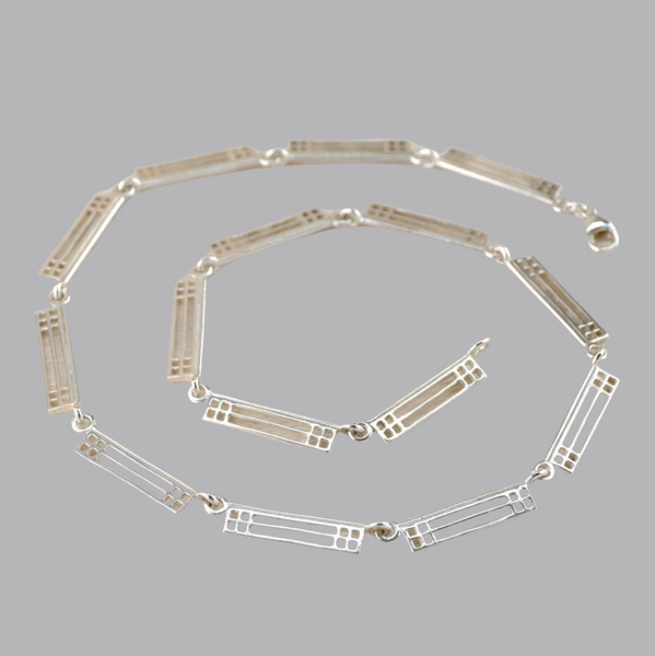 Vintage Sterling Silver Necklace Inspired by Charles Rennie Mackintosh.