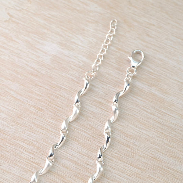 Sterling Silver Polished and Matt Twists Design Necklace by JB Designs.