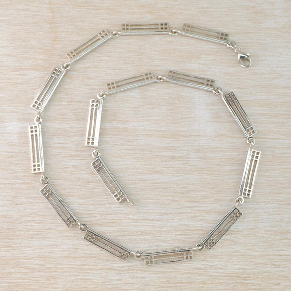 Vintage Sterling Silver Necklace Inspired by Charles Rennie Mackintosh.