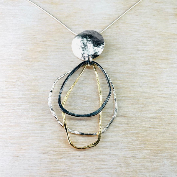 Statement Oxidized Silver and Gold Plated Pendant by JB Designs.