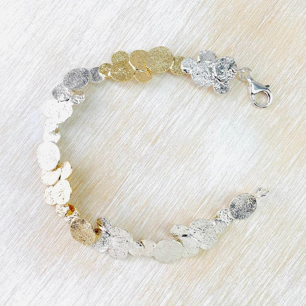 Silver And Gold Plated Organic Circles Bracelet by JB Designs.