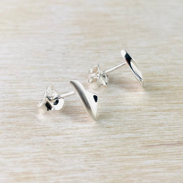 Satin and Polished Silver Stud Earrings by JB Designs.