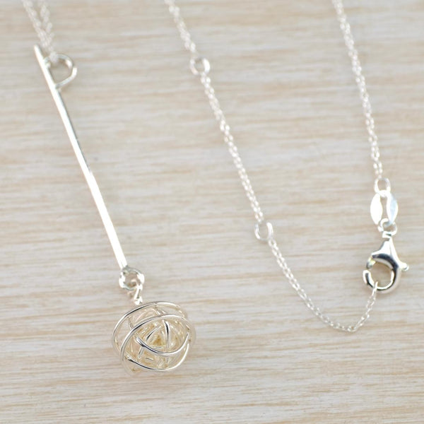 Sterling Silver Scribble Sphere Pendant.