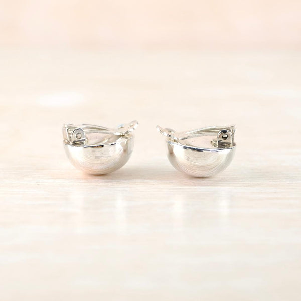 Sterling Silver Domed Clip-On Earrings.