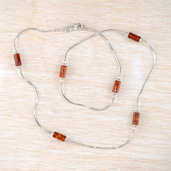 Sterling Silver and Amber Necklace.