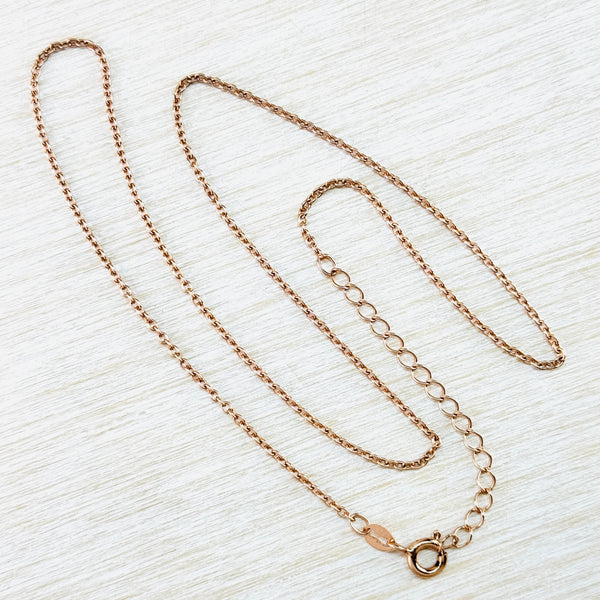 41 - 46 cm Rose Gold Plated Sterling Silver Fine Trace Chain.