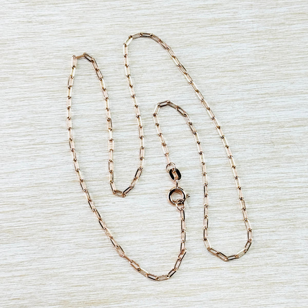 41 cm Rose Gold Plated Sterling Silver Paper Chain Necklace.
